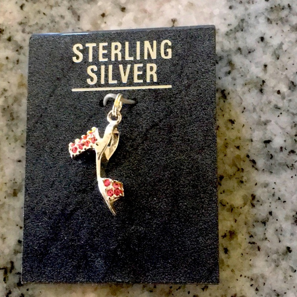 High Heel Charm. Pink Rhinestones